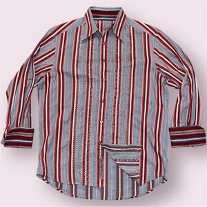 Robert Graham Long Sleeve Button Up Shirt Men’s Medium Red Gray Striped